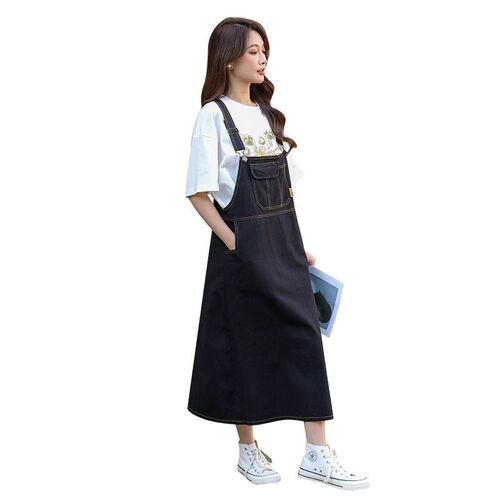 Black denim strap dress for women, summer new style, Hong Ko