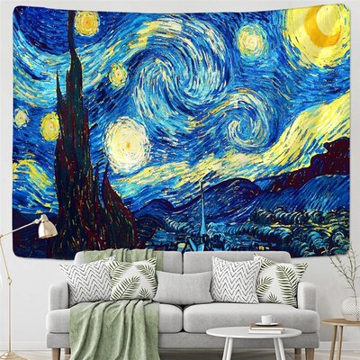 Tapestry Famous Van Gogh Print Blanket Wall Hanging Star Moo