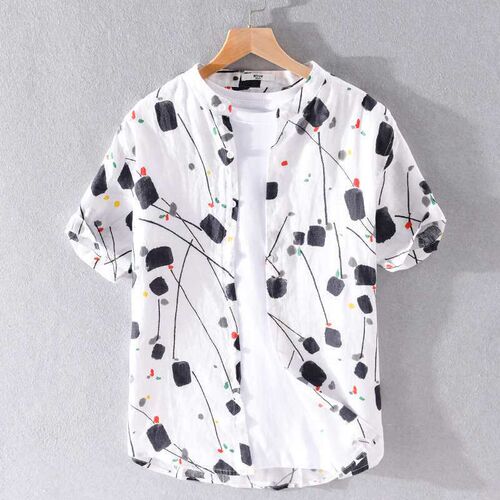 Mens Linen Shirt Fashion Casual Top tendy All-match Youth S