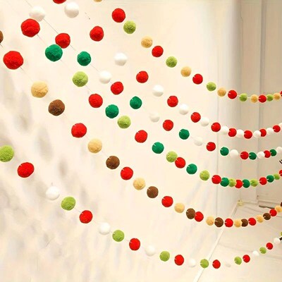 36-Ball Set 250cm Pre-Strung Pompom Garland Art Style No DIY