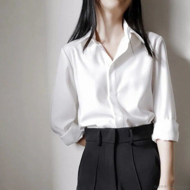 White shirts for women, texture anti-wrinkle large size 200k