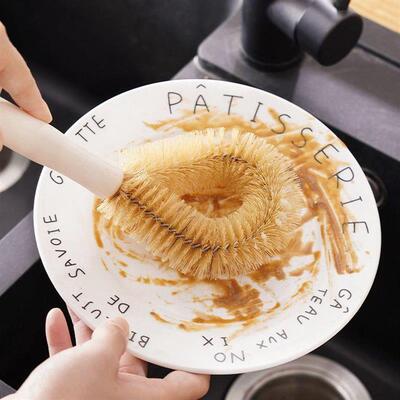 Wholesale Long-Handle Boar Bristle Pot Brush with Wooden Han