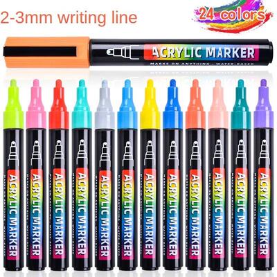 Roise 12 Color Acrylic Markers Pen Painting Art Supplies Chi