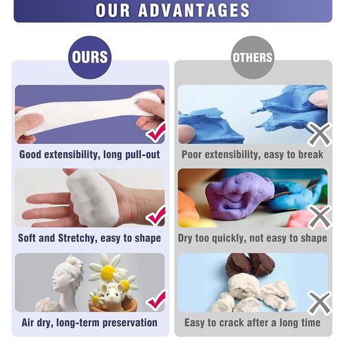 500g Air Dry Clay Foam Modeling Clay, Soft Squishy Molding C