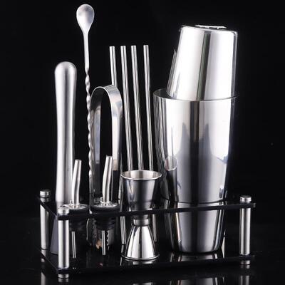 Bartender Kit 9 Piece Boston Cocktail Shaker Stainless Steel