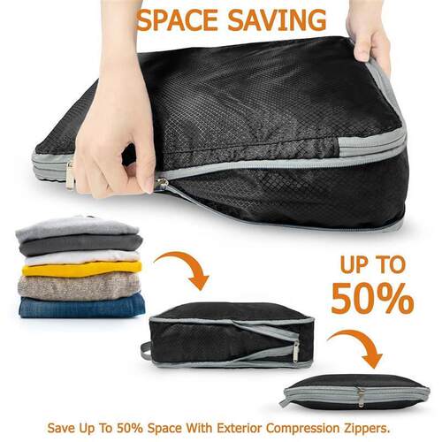 4pcs Large Capacity Travel Compression Packing Cubes Bag Por