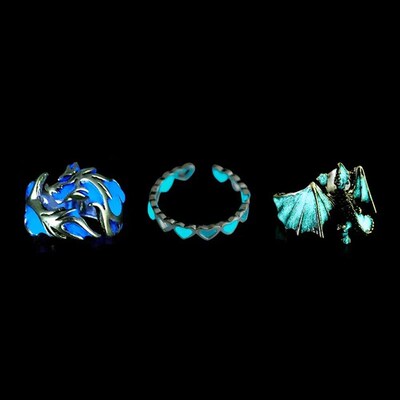 Adjustable Gothic Punk Noctilucent Dragon Rings Vintage Lumi