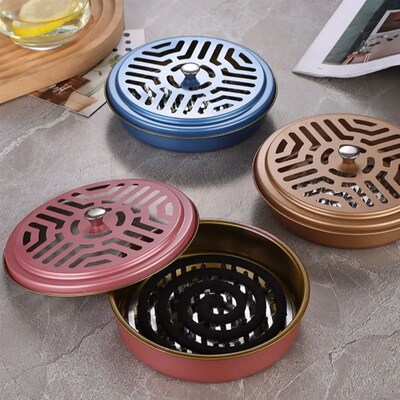Fireproof Mosquito Coil Box with rotundity Lid Serrated Outd