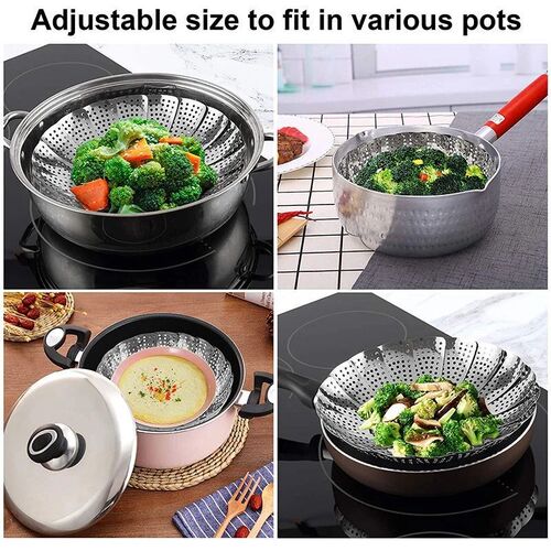 Folding Dish Steam Stainless Steel Food Steamer Basket Fruit