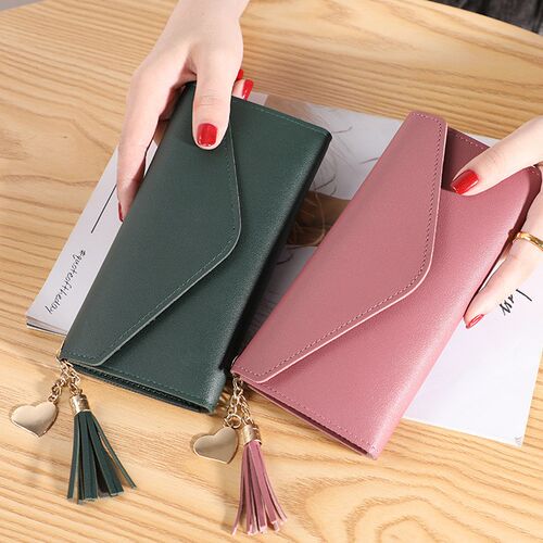 Womens Vintage Oil Wax Leather Zipper Clutch Wallet Female