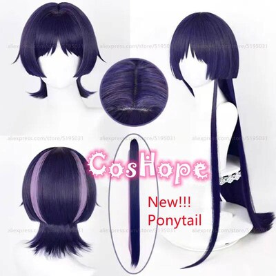 Wig Cosplay Genshin Impact Scaramouche Wig Hitam Biru Ungu W