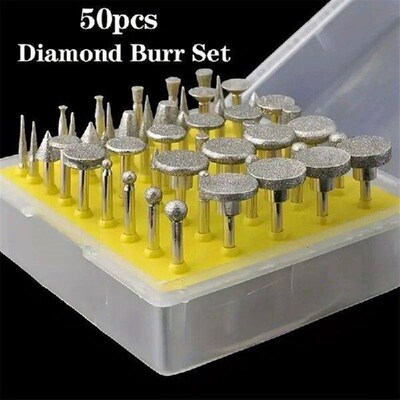 50Pcs Diamond Coated Grinding Head Grinding Burrs Set For