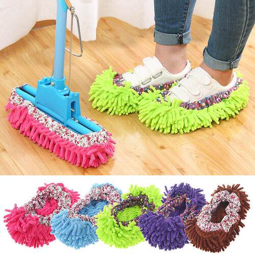 1/2/3/4PC Multifunction Floor Dust Cleaning Slippers Shoes L
