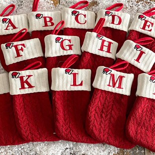 Christmas Socks Letter Knitting Stocking gift bag Tree decor