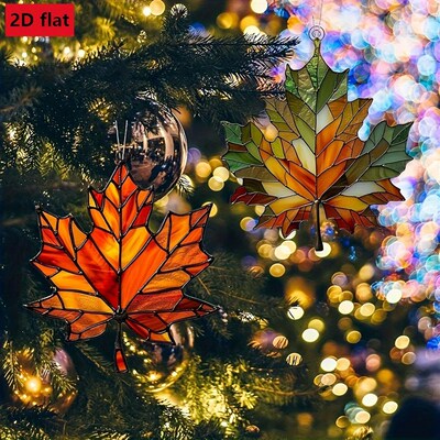 2D Flat,Thanksgiving Acrylic Maple Leaf Light Catcher, Class