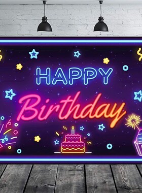Fluorescence Backdrop Happy Birthday Party Decorations Kids