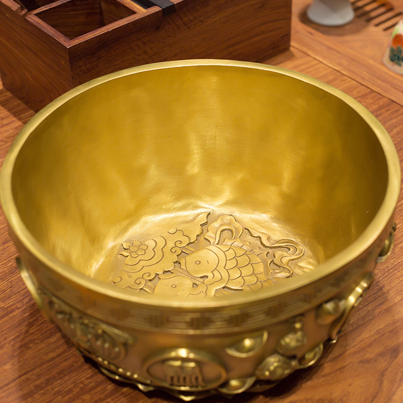聚宝盆摆件紫铜纯手工黄铜工艺品存钱罐缸家居办公桌装饰开业礼品,家居饰品,装饰摆件,淘宝优惠券,粉丝福利购,淘宝优惠卷