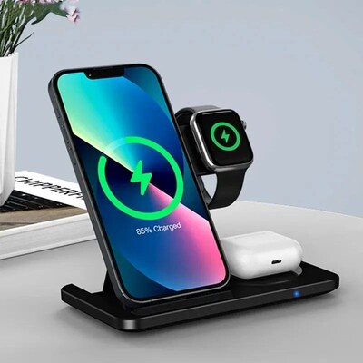 3 in 1 Wireless Charger Stand Pad For iPhone 15 14 13 12 X M