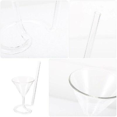 Cocktail Cup with Travel Mug Spiral Straw Glass Flute Pink