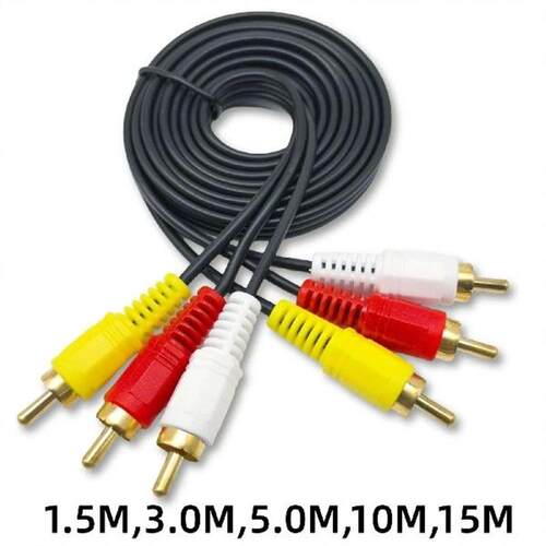 3 X Phono Male 3RCA AV Cable Adapter High-Fidelity Signal