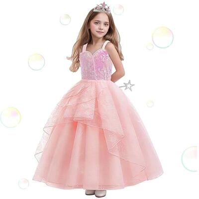 Movie Magic Wicked Witch Cosplay Costume Glinda Pink Sequins