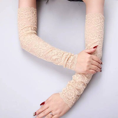 Summer Ice Silk Sleeves, Sunscreen Womens Gloves, UV Protec