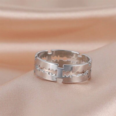 Stainless Steel Hip Hop Hollow Bladed Ring Punk Rock Black S