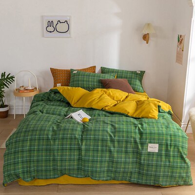Ins Plaid Four-piece Skin-friendly Fashion Simple Bed Sheet
