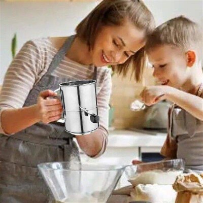 Powdered Sugar Sifter Stainless Steel Sifter Hand Crank Cup