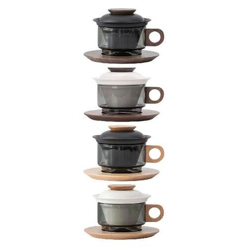 Cappuccino Mugs with Saucer Unique Single Handle Glass Tea