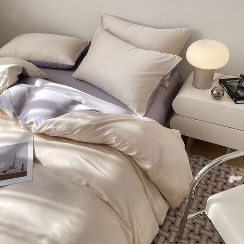 Summer solid color ice silk 4piece bed sheets duvet covers