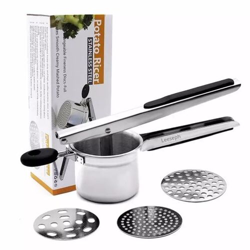 Stainless Steel Potato Ricer with 3 Interchangeable Fineness