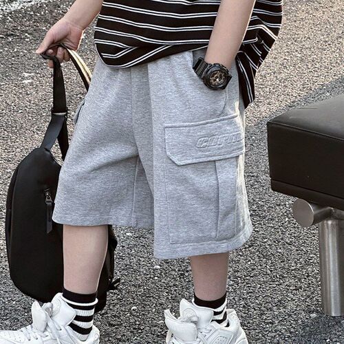 Summer Boys Work Shorts Big Pocket Casual Pants Trendy and C
