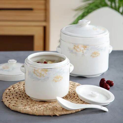 Ceramic Stew Pot Korean Creative Egg Birds Nest Dessert Bow