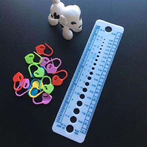 Knitting Tool Needle Gauge Inch Sewing Ruler 2-10mm Size
