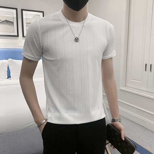 Simple Lightweight Knitted Mens Base Shirt Spring and Summe