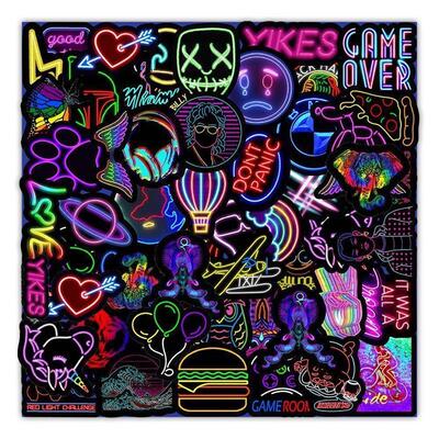 50PCS Cartoon Neon Light Graffiti Stickers Car Guitar Motorc