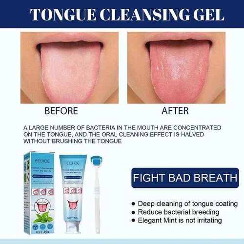 Tongue Cleaning Gel Set Tongue Scraper Brush Oral Precision