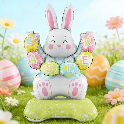 Cute Easter Egg Bunny Standing Balloon Easter Decoration Lar