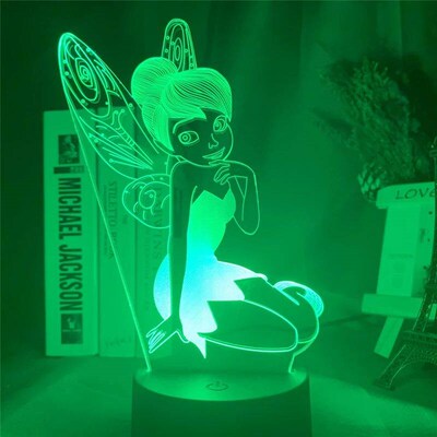 Fairy Tinkerbell Figure 3D Visual Light LED Night Light Prin