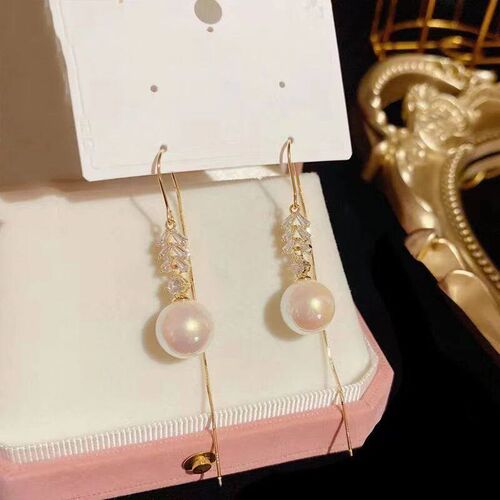 Korean Exquisite Imitation Pearl Tassel Drop Earring For Wom