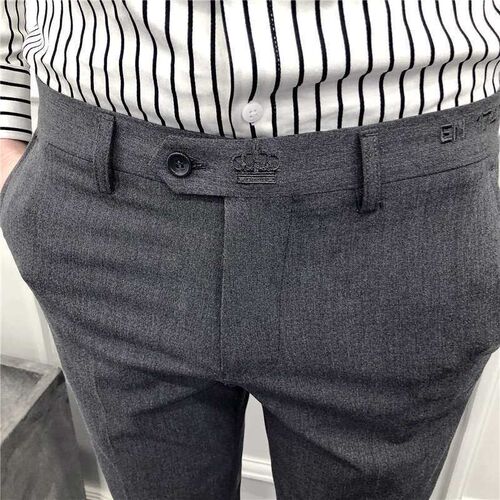 New Embroidered Crown Mens British Casual Pants Slim-Fit Sm
