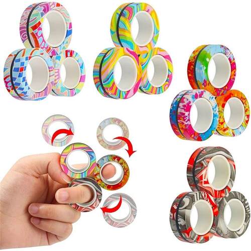 Hot 3PCS Magnetic Spinne Fidget Ring Spinner Magnet Fidget T