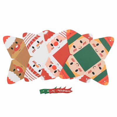 10pcs Triangle Christmas Paper Box Santa Claus Cookies Candy