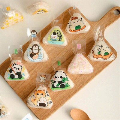 100PCS Cartoon Triangle Rice Ball Packing Bag Seaweed Sushi