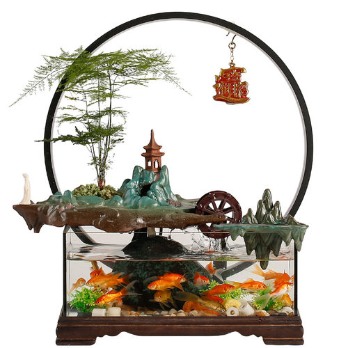 鱼缸流水摆件循环水喷泉景观家居客厅办公室桌面装饰乔迁开业礼品