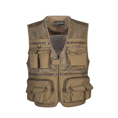 Mens Multi-pocket Mesh Vest Thin Photography Fishing Vest V