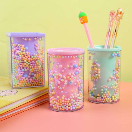 Foa Pen Storage Desktop Round Square Transparent Acrylic Sty