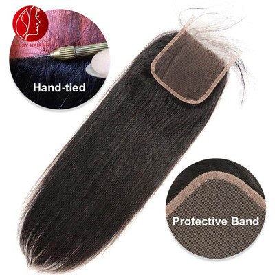 Top quality peruvian hair 5x5 lace closure silky straight