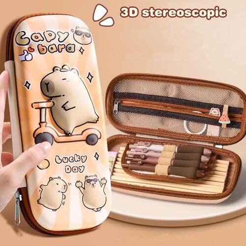 3D Capybara Pencil Case Drop Resistant Waterproof Student Sc